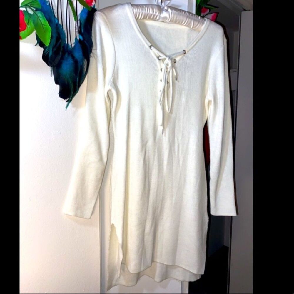 Figure hugging super soft Knit white dress